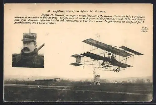 AK Capitaine Morot sur biplan H. Farman, Flugzeug