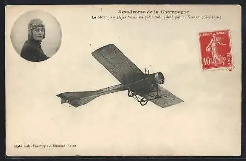 AK Le Monoplan Deperdussin piloté par R. Vidart, Flugzeug