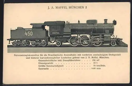 AK Personenzuglokomotive für die Brasilianische Zentralbahn