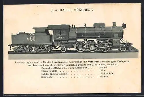AK Personenzuglokomotive für die Brasilianische Zentralbahn