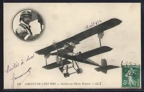 AK Bathiat sur Biplan Bréguet