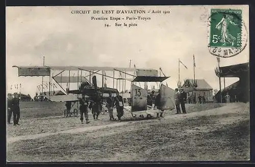 AK Circuit de l`Est d`Aviation 1910, Première Etape, Sur la piste, Flugzeug