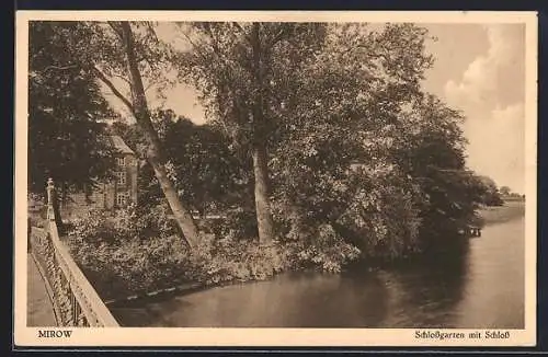 AK Mirow / Meckl., Schlossgarten mit Schloss