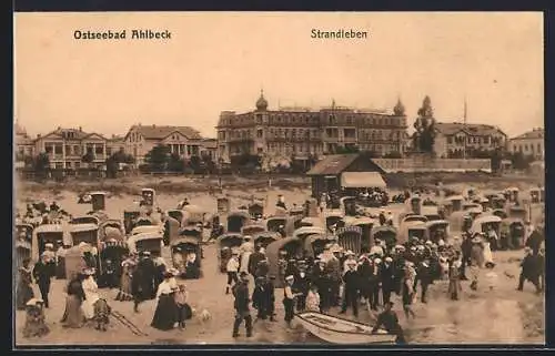 AK Ahlbeck / Ostseebad, Urlauber am Strand