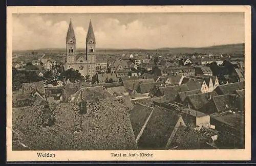 AK Weiden / Opf., Teilansicht mit Kath. Kirche