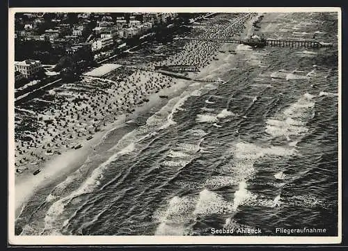 AK Ahlbeck / Ostseebad, Der Strand vom Flugzeug aus