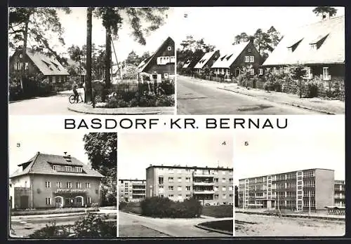 AK Basdorf / Barnim, Die Goethe- und Waldheimstrasse, Das Hubertus-Filmtheater, Die polytechnische Oberschule