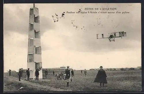 AK Paulhan sur biplan Voisin, Flugzeug