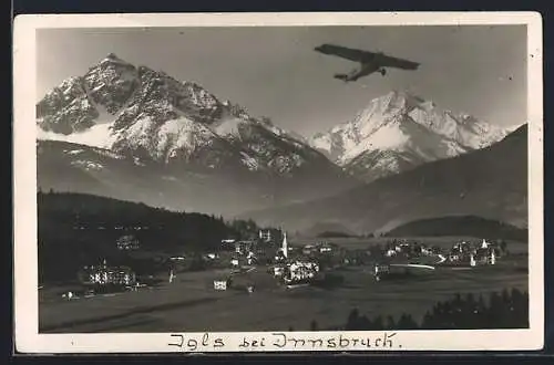 AK Igls, Ortsansicht gegen Serles und Habicht