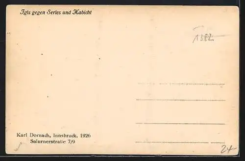 AK Igls, Ortsansicht gegen Serles und Habicht