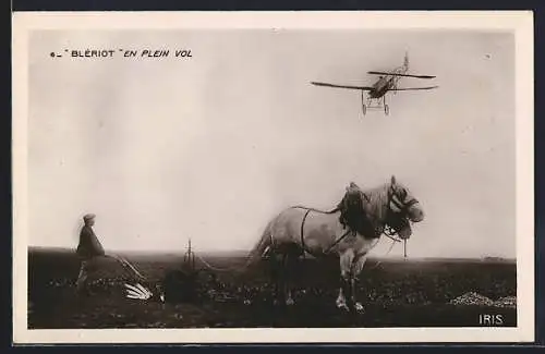 AK Flugzeug Blériot en plein vol