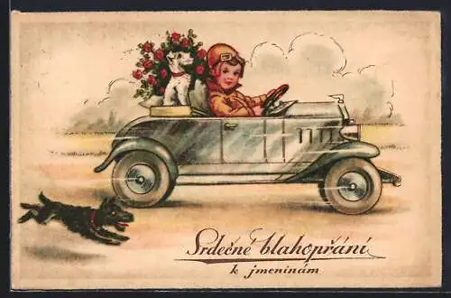 AK Kind am Steuer eines Autos