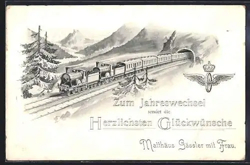 AK Eisenbahn mit zwei Dampflokomotiven