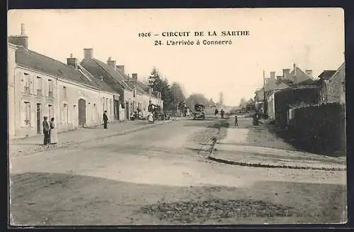 AK Circuit de la Sarthe 1906, L`arrivée à Connerré, Autorennen