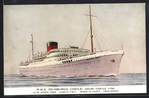 AK Passagierschiff RMS Edinburgh Castle der Union Castle Line
