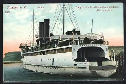 AK Sassnitz / Rügen, Eisenbahn-Dampffähre Deutschland