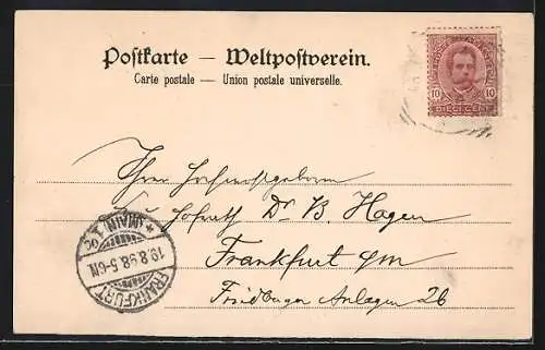 Lithographie Dampfer des Norddeutschen Lloyd mit Leuchtturm