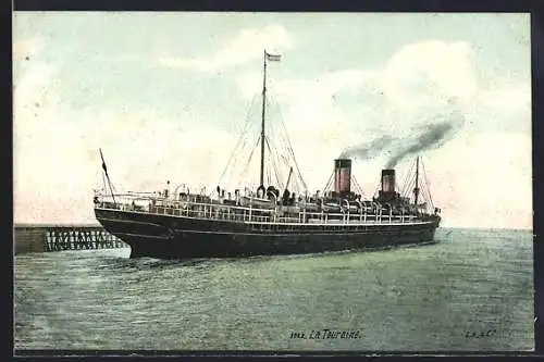 AK Passagierschiff La Touraine legt ab