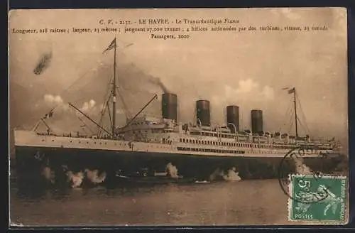 AK Le Havre, Le Transatlantique France im Hafen