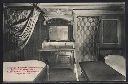 AK Paquebot Champagne, Cabine de luxe