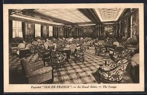 AK Passagierschiff Ile-de-France, Lounge