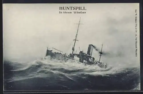 AK Dampfer Huntspill in Storm Weather