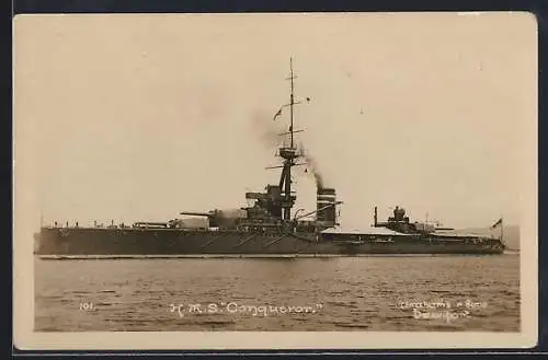 AK HMS Conqueror in Fahrt