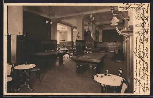 AK Köln, Billard-Saal des Westminster Hotels