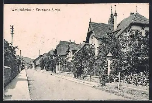 AK Wachenheim / Rheinpfalz, Eisenbahn-Strasse, Partie mit Villen