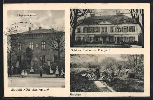 AK Bornheim / Bonn, Schloss Freiherr von Diergardt, Bürgermeisteramt, Eulchen
