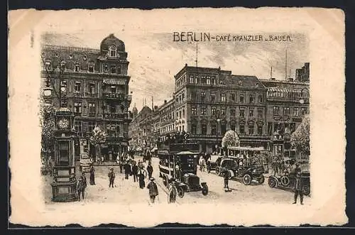 Künstler-AK Berlin, Café Kranzler und Bauer