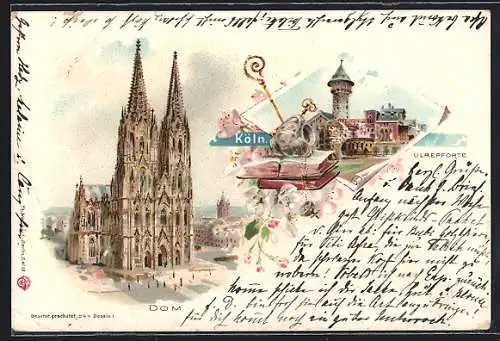 Künstler-AK Köln, Ulrepforte und Dom