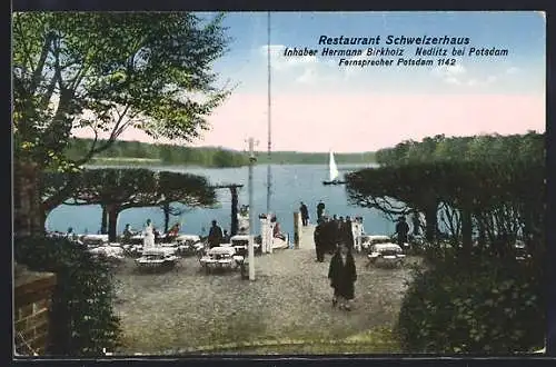 AK Nedlitz / Potsdam, Restaurant Schweizerhaus mit Terrasse