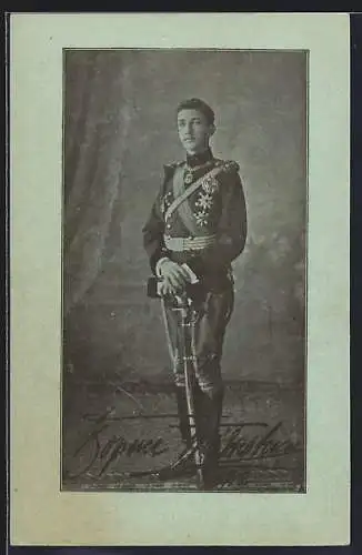 AK Prinz Kyrill von Bulgarien in Uniform mit Säbel