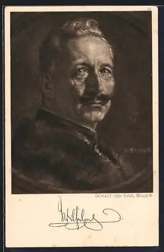 Künstler-AK Portrait von Kaiser Wilhelm II., gemalt von Karl Bauer