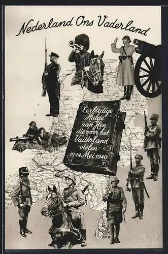 AK Niederländische Soldaten in Uniform, Fotomontage