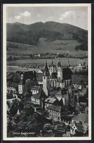 AK Göss b. Leoben, Teilansicht mit Kirche