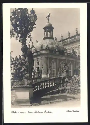 Foto-AK Max Baur, Potsdam, Partie am Neuen Palais