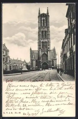 AK Gand, Église St. Bavon et Statue