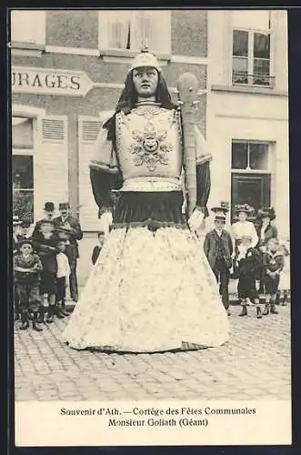 AK Ath, Cortège des Fêtes Communales, Monsieur Goliath Géant