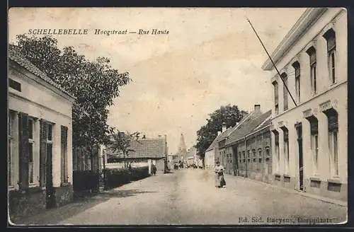 AK Schellebelle, Rue Haute, Strassenpartie