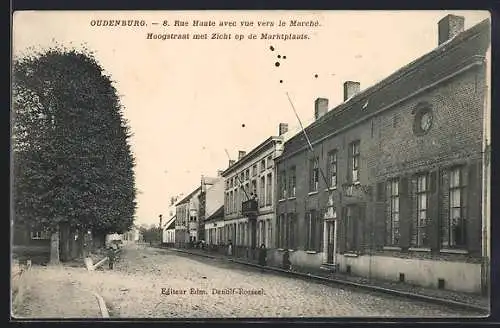 AK Oudenburg, Rue Haute avec vue vers le Marché
