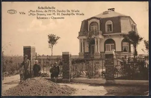 AK Schellebelle, Schoenen, Villa Mon Reve de H. Dandoy de Waele, met kinderen