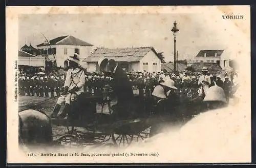 AK Hanoi /Tonkin, Arrivée à Hanoi de M. Beau, gouverneur général, 3 Novembre 1902