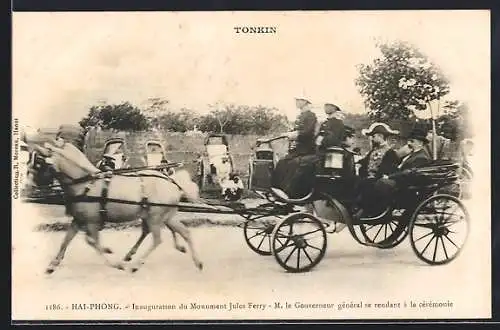 AK Hai-Phong, Inauguration du Monument Jules Ferry, M. le Governeur général se rendant à la cérémonie