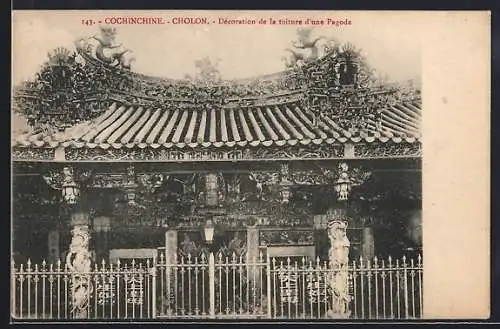 AK Cholon /Cochinchine, Décoration de la toiture d`une Pagode