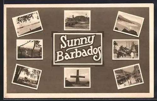 AK Barbados, Strand, Denkmal, Strassenpartie