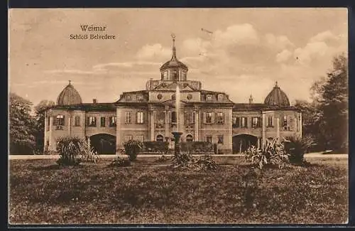 AK Weimar / Thüringen, Blick auf das Schloss Belvedere
