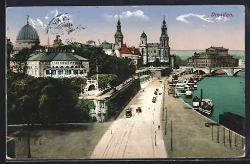 AK Dresden, Terrassenufer am Belvedere