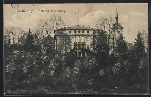AK Weimar / Thüringen, Schloss Ettersburg mit Grünanlage